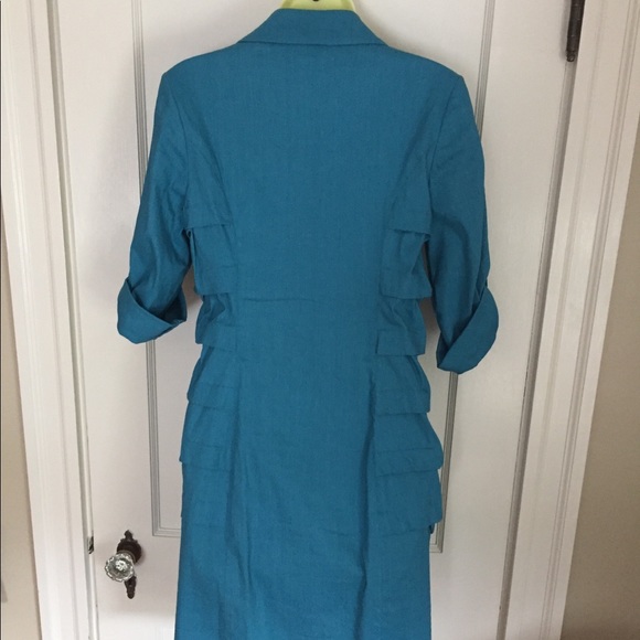 Teal Nicole Miller Front Zip Dress - Picture 3 of 4